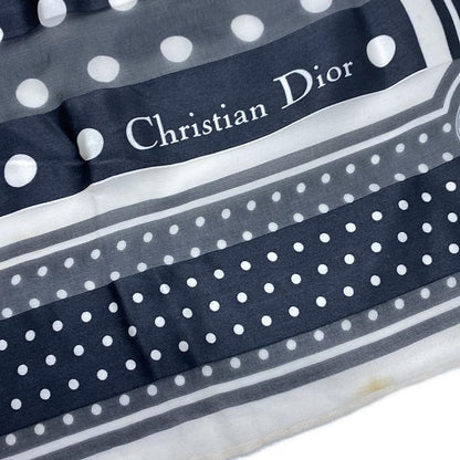 Dior Scarf Black White Dot Pattern Border Sheath