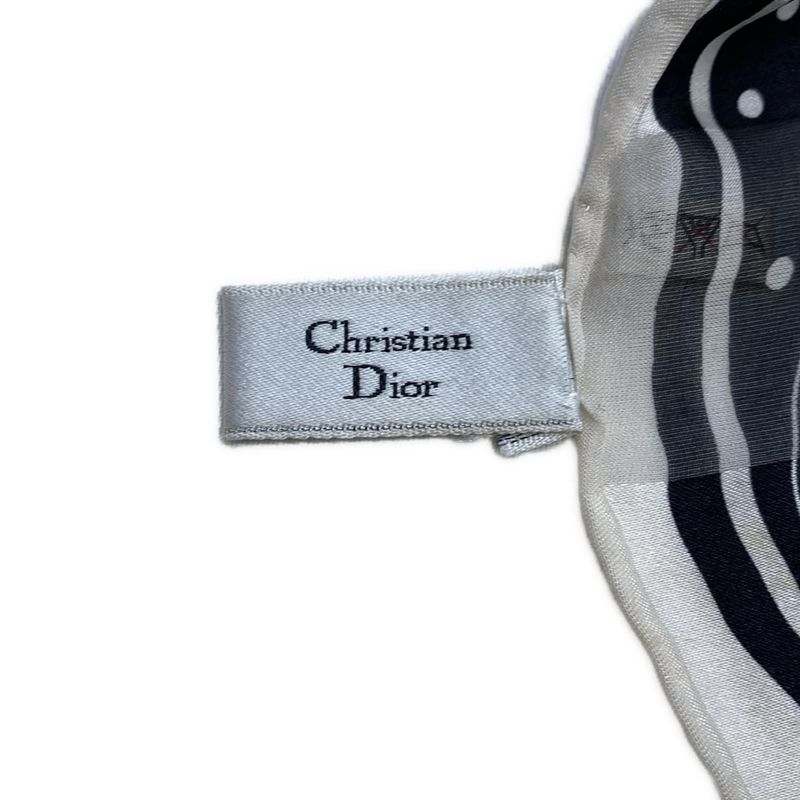 Dior Scarf Black White Dot Pattern Border Sheath