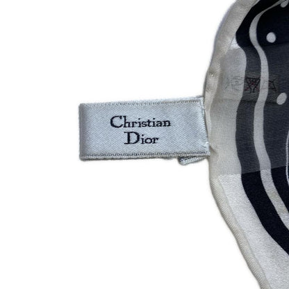 Dior Scarf Black White Dot Pattern Border Sheath