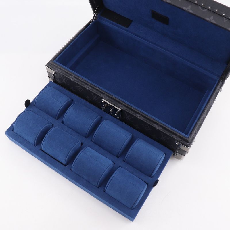 Louis Vuitton Coffret 8 Montre Watch Case Monogram Eclipse Canvas Black _