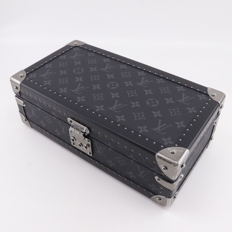 Louis Vuitton Coffret 8 Montre Watch Case Monogram Eclipse Canvas Black _