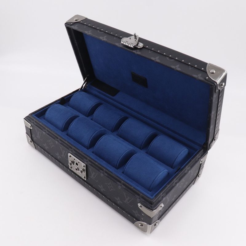 Louis Vuitton Coffret 8 Montre Watch Case Monogram Eclipse Canvas Black _