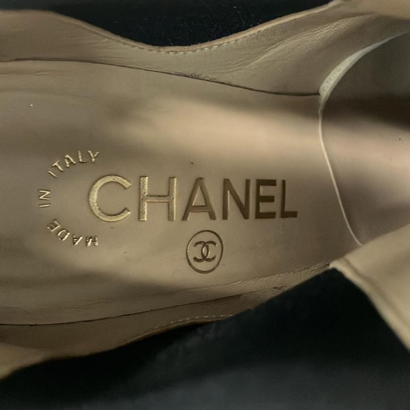 Chanel Short Boots 34.5 C Black Side Gore Leather