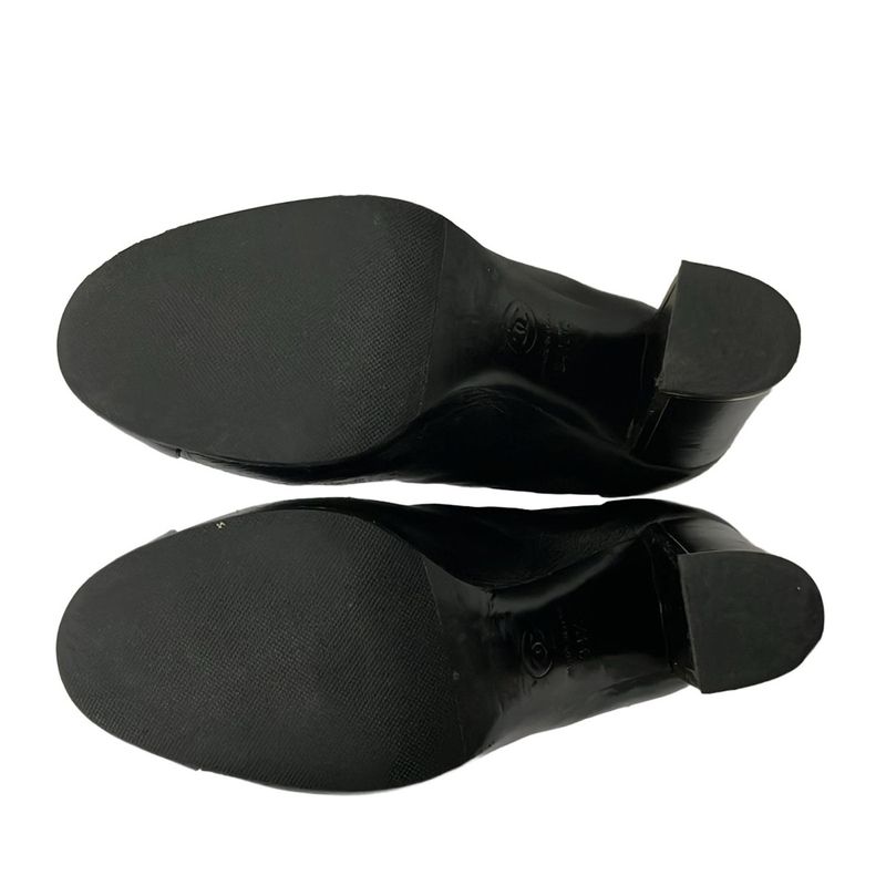 Chanel Short Boots 34.5 C Black Side Gore Leather