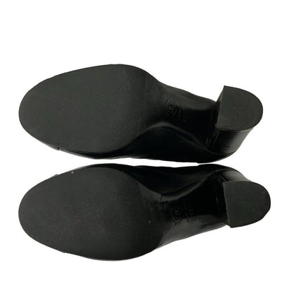 Chanel Short Boots 34.5 C Black Side Gore Leather