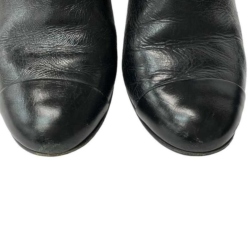 Chanel Short Boots 34.5 C Black Side Gore Leather