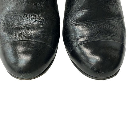 Chanel Short Boots 34.5 C Black Side Gore Leather