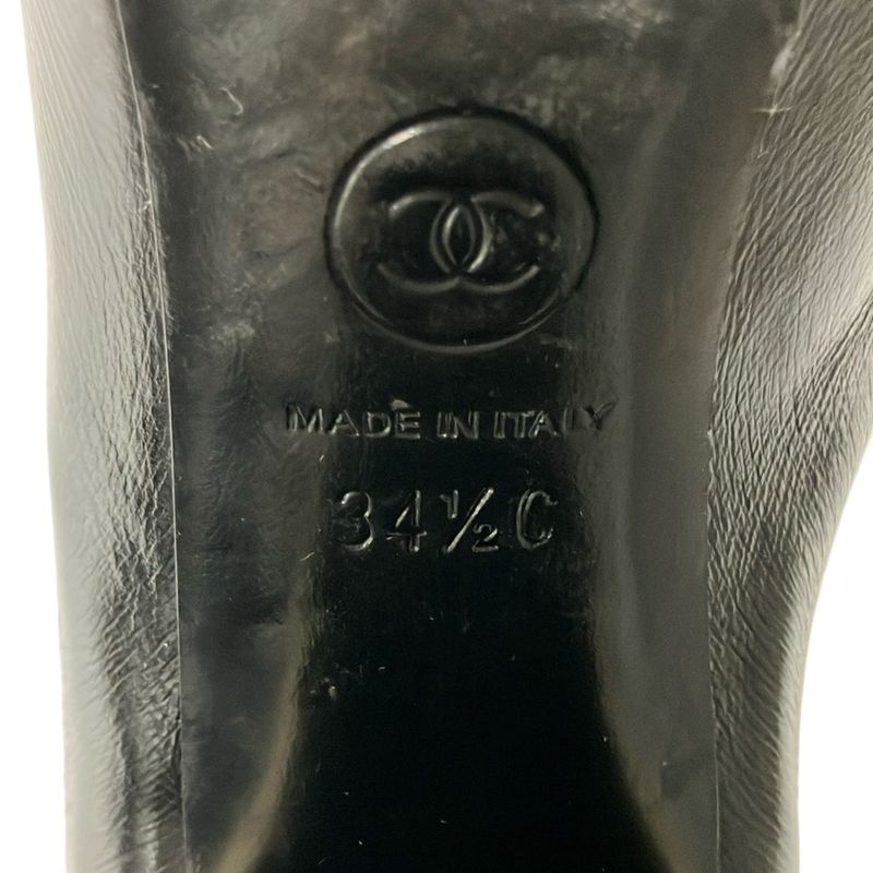 Chanel Short Boots 34.5 C Black Side Gore Leather
