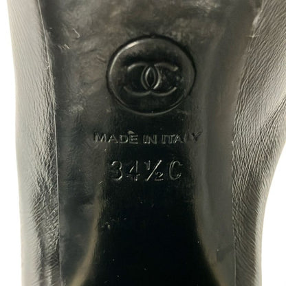Chanel Short Boots 34.5 C Black Side Gore Leather