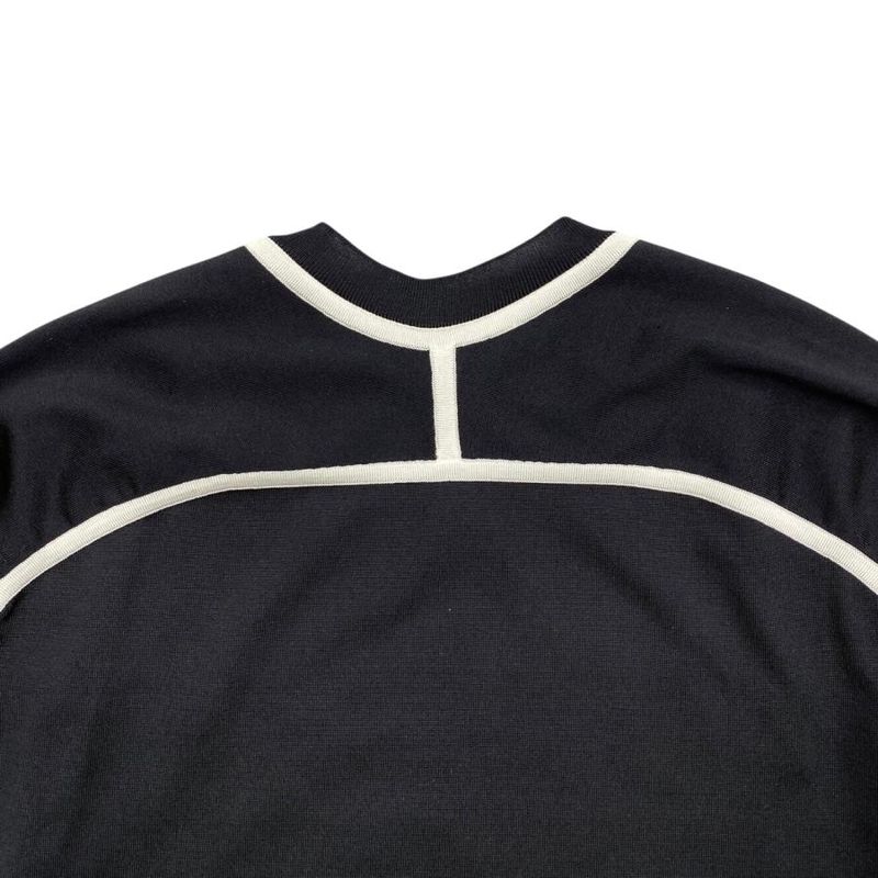 Hermes Sweater Twill Lane Long Sleeve Knit Equestre 34 Silk Noir Black White