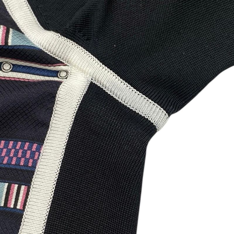 Hermes Sweater Twill Lane Long Sleeve Knit Equestre 34 Silk Noir Black White