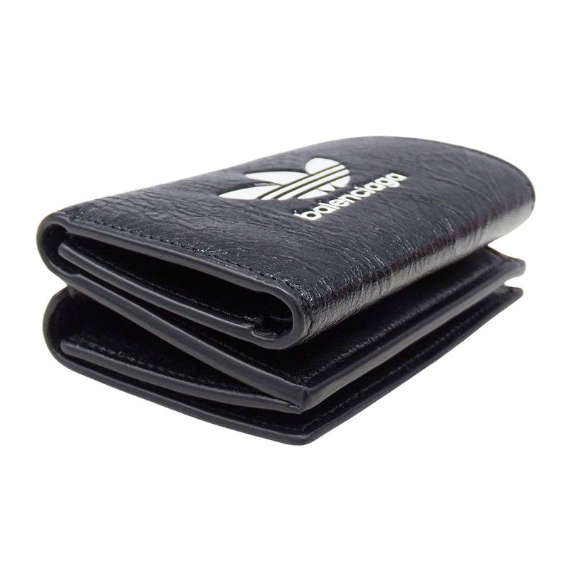 Balenciaga Wallet Trifold Leather Adidas Mini Black Collaboration Compact