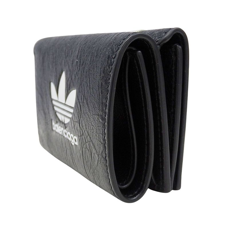 Balenciaga Wallet Trifold Leather Adidas Mini Black Collaboration Compact