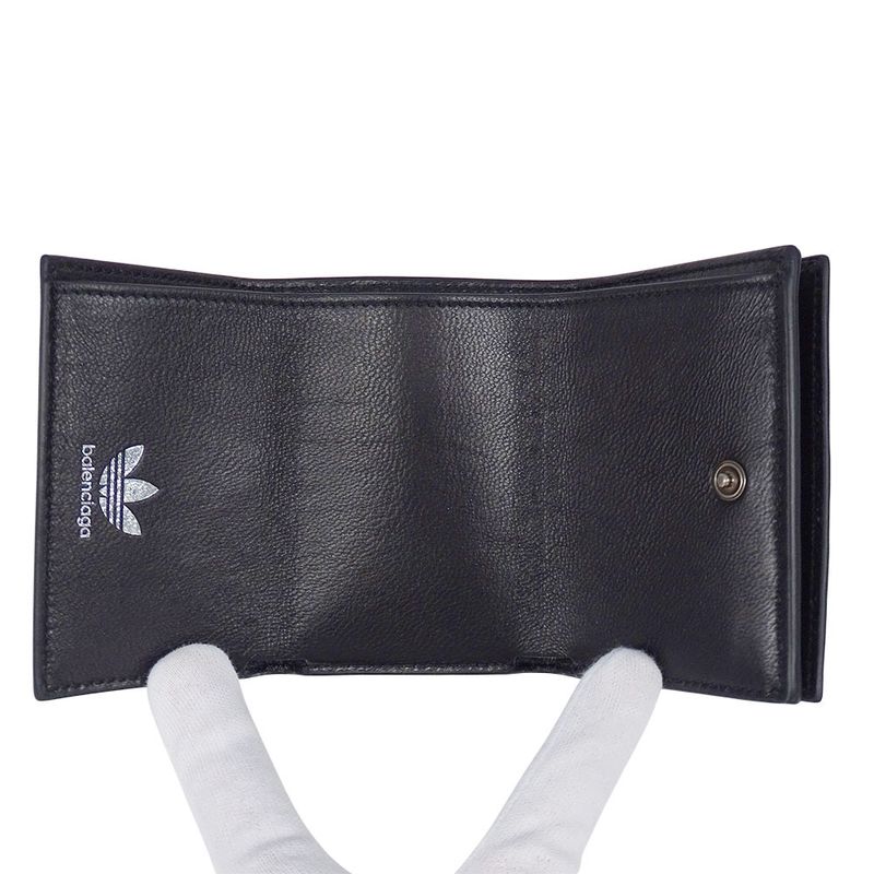 Balenciaga Wallet Trifold Leather Adidas Mini Black Collaboration Compact