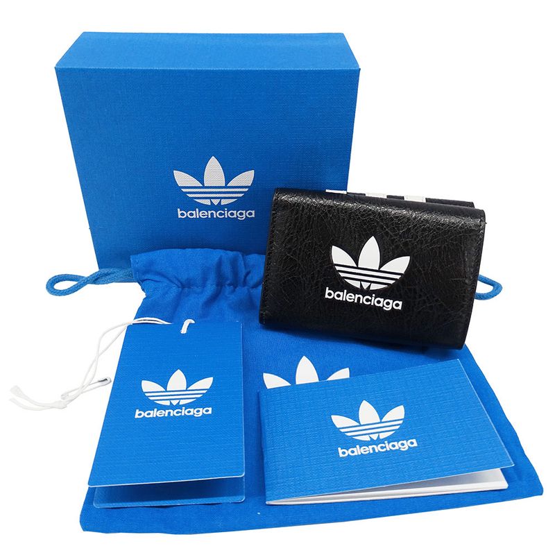 Balenciaga Wallet Trifold Leather Adidas Mini Black Collaboration Compact