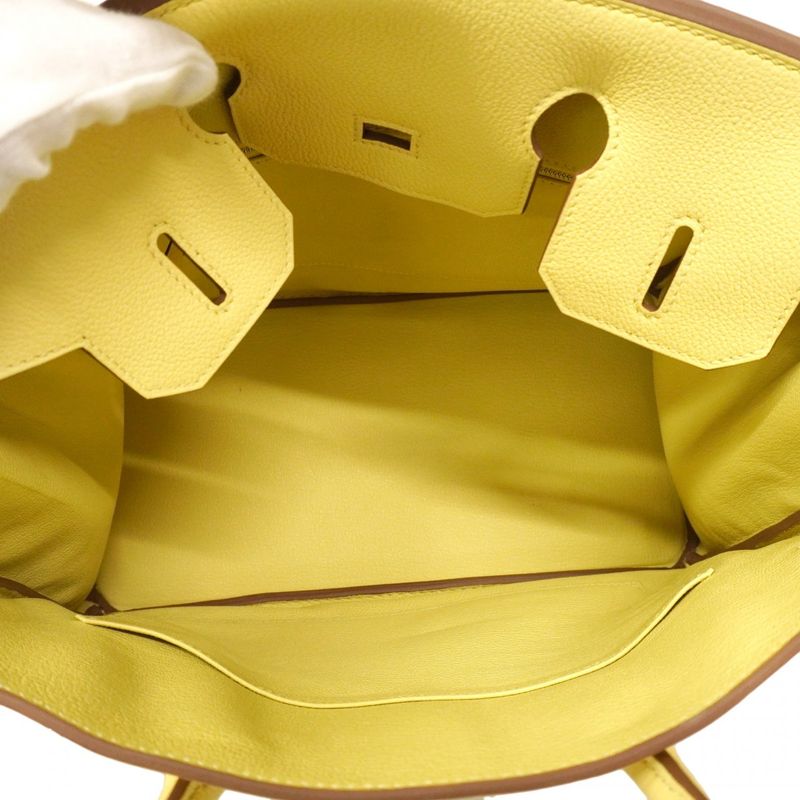 Hermes Handbag Birkin 30 Taurillon Noviyo Limoncello Silver G-engraved