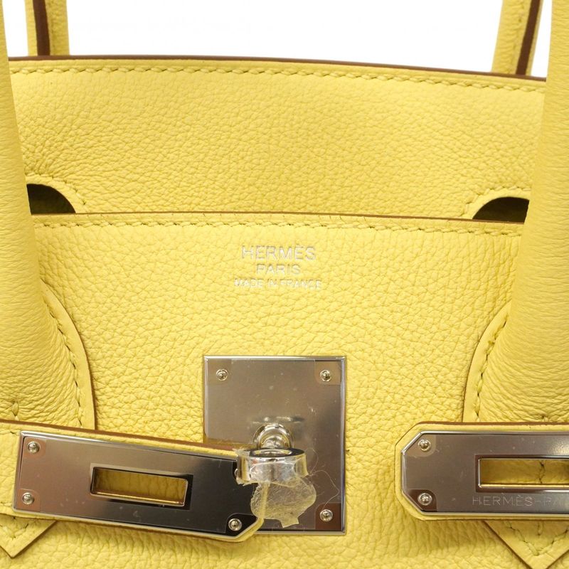 Hermes Handbag Birkin 30 Taurillon Noviyo Limoncello Silver G-engraved