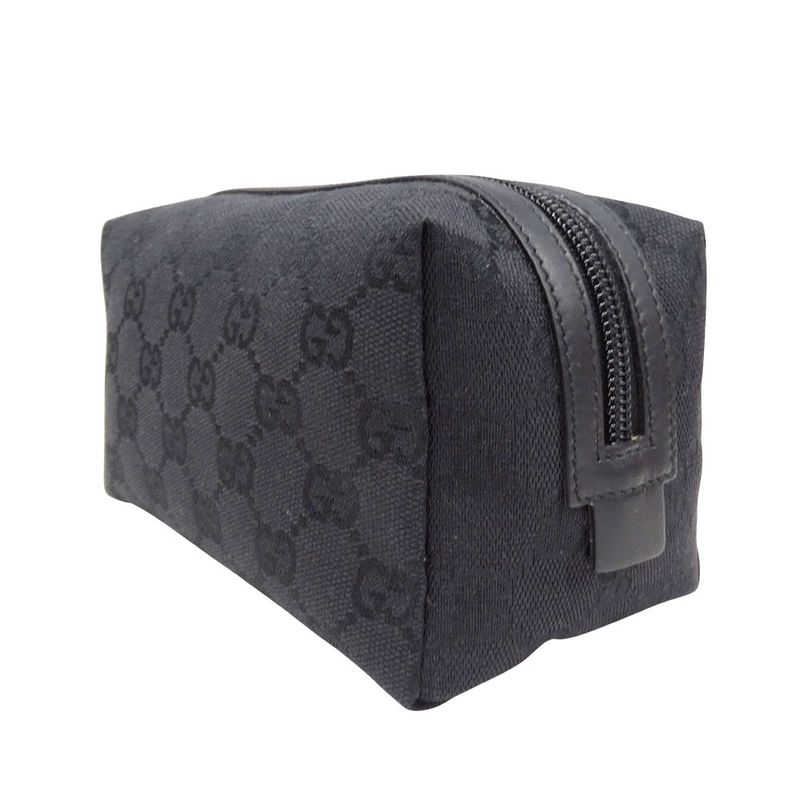 Gucci Pouch GG Canvas Black Makeup Case Logo Adult