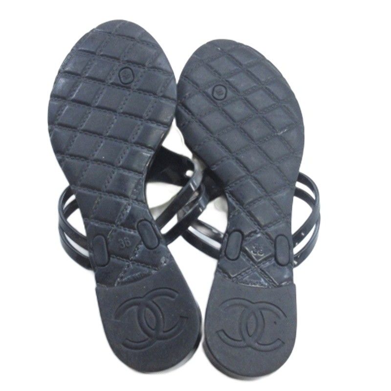 Chanel Camellia Beach Sandals Black 36