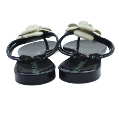 Chanel Camellia Beach Sandals Black 36