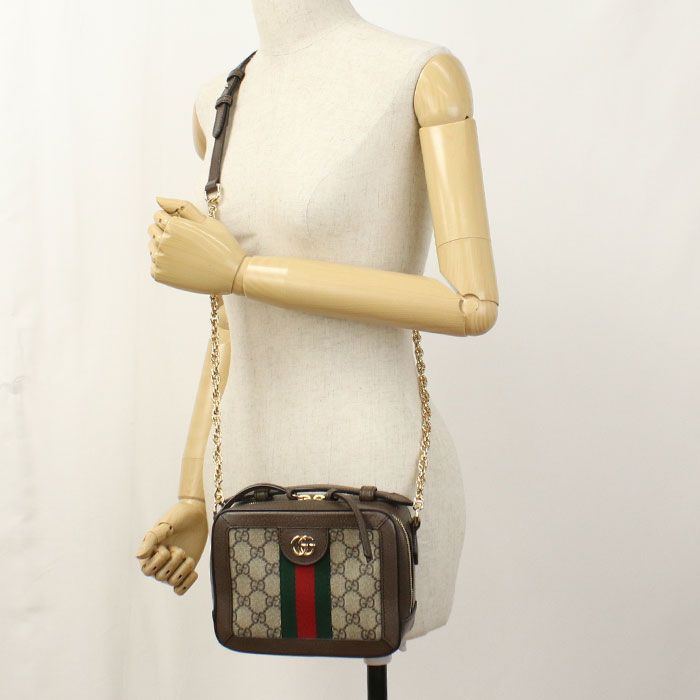 Gucci Chain GG Supreme Crossbody Shoulder Bag Leather