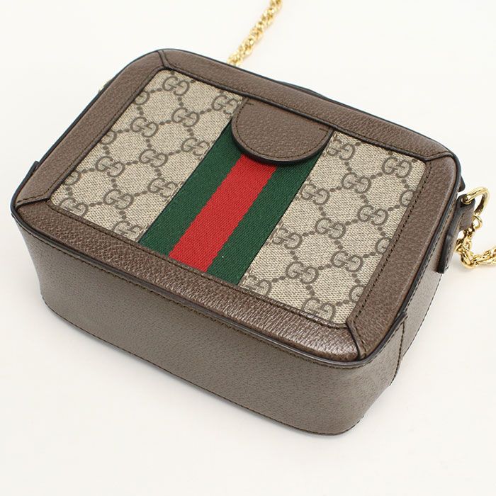 Gucci Chain GG Supreme Crossbody Shoulder Bag Leather