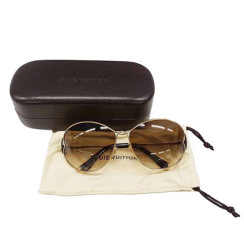 Louis Vuitton Sunglasses Metal Plastic Daisy Gold Brown Petal Motif Feminine