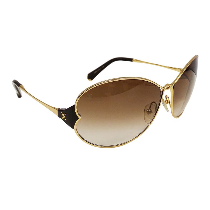 Louis Vuitton Sunglasses Metal Plastic Daisy Gold Brown Petal Motif Feminine