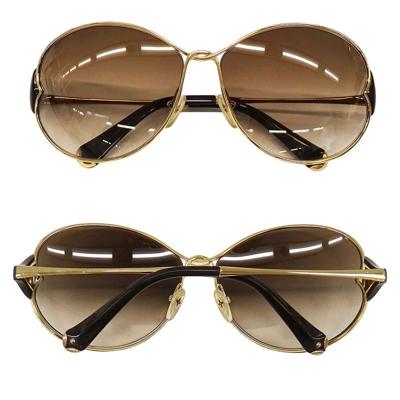 Louis Vuitton Sunglasses Metal Plastic Daisy Gold Brown Petal Motif Feminine