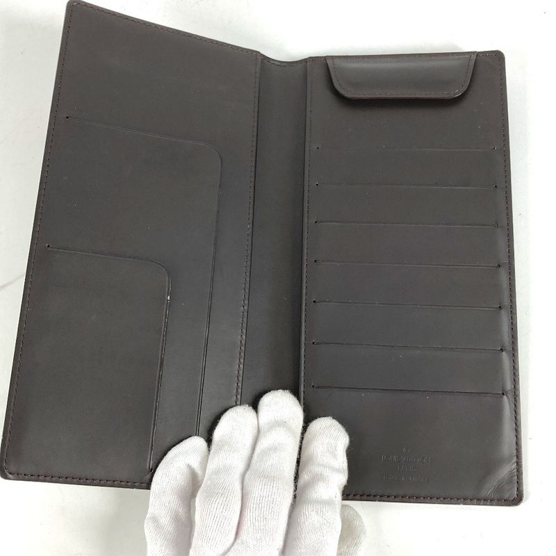 Louis Vuitton Wallet Portefeuille Double Monogram Glace Leather Cafe Brown