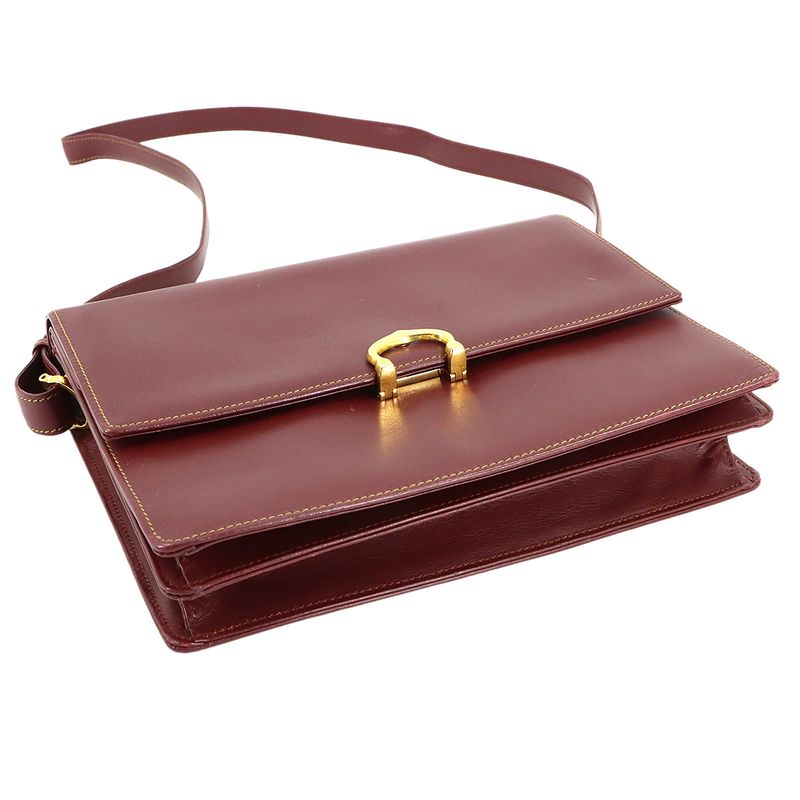 Cartier Must Line Shoulder Bag Leather Bordeaux Gold