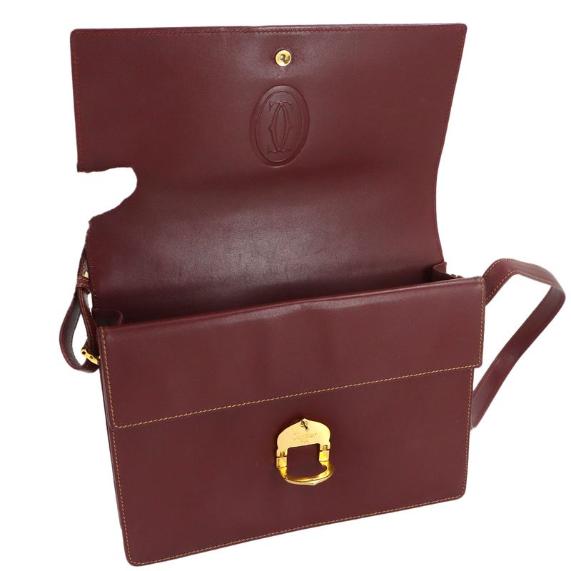 Cartier Must Line Shoulder Bag Leather Bordeaux Gold
