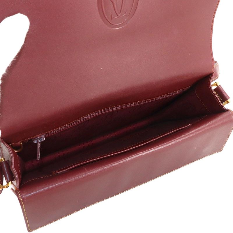 Cartier Must Line Shoulder Bag Leather Bordeaux Gold