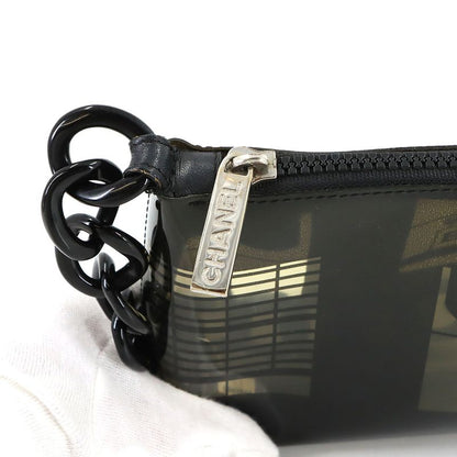 Chanel Windows Line Chain Shoulder Bag Vinyl Plastic Black Clear Vintage
