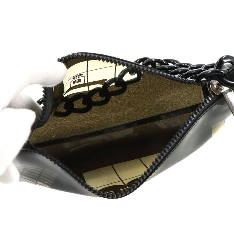 Chanel Windows Line Chain Shoulder Bag Vinyl Plastic Black Clear Vintage
