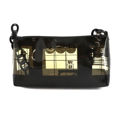 Chanel Windows Line Chain Shoulder Bag Vinyl Plastic Black Clear Vintage