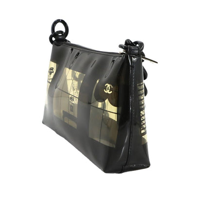 Chanel Windows Line Chain Shoulder Bag Vinyl Plastic Black Clear Vintage