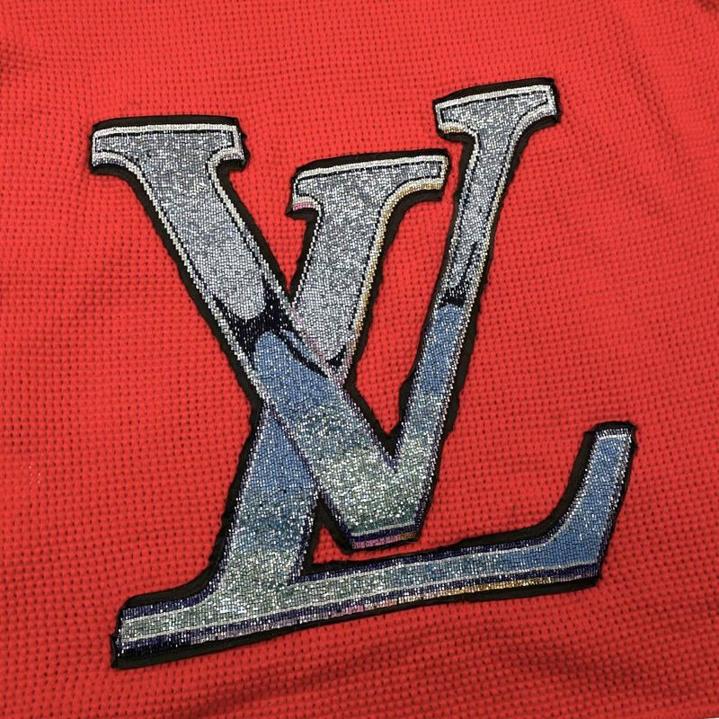 Louis Vuitton Sweater High Neck Long Sleeve Knit XS Lvlogo Back Print Red
