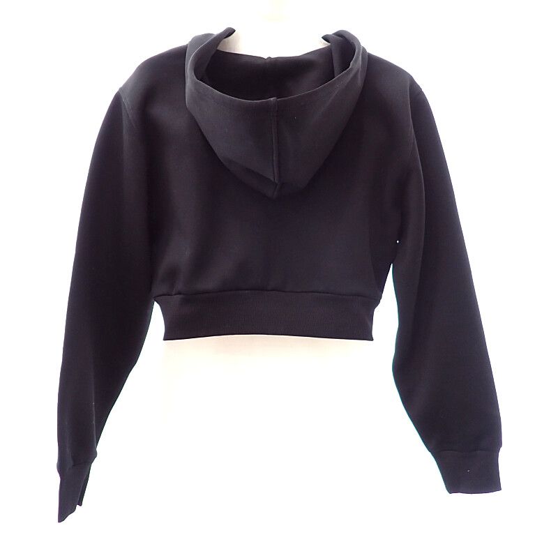 Prada Cropped Hoodie S Cotton Nylon Black
