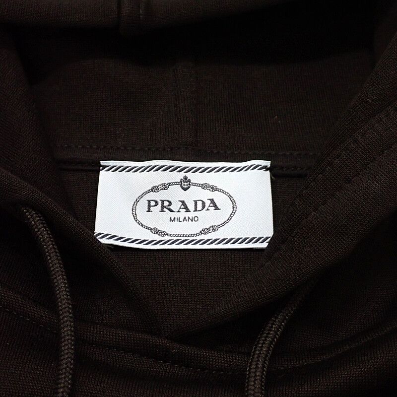 Prada Cropped Hoodie S Cotton Nylon Black