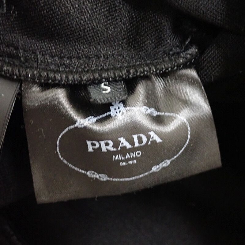 Prada Cropped Hoodie S Cotton Nylon Black