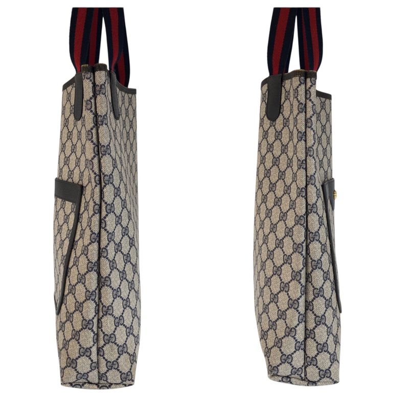 Gucci Vintage Sherry Line Gray GG Supreme Canvas Tote Shoulder Bag