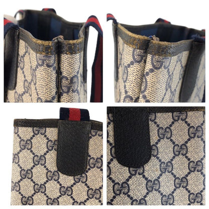 Gucci Vintage Sherry Line Gray GG Supreme Canvas Tote Shoulder Bag