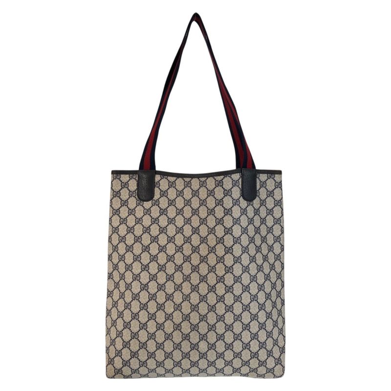 Gucci Vintage Sherry Line Gray GG Supreme Canvas Tote Shoulder Bag