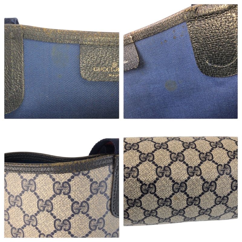 Gucci Vintage Sherry Line Gray GG Supreme Canvas Tote Shoulder Bag