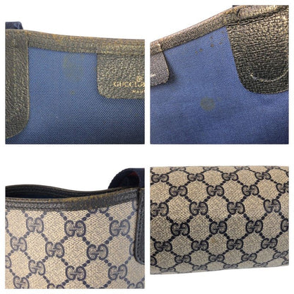 Gucci Vintage Sherry Line Gray GG Supreme Canvas Tote Shoulder Bag