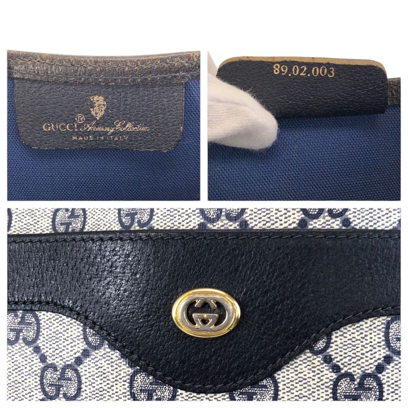 Gucci Vintage Sherry Line Gray GG Supreme Canvas Tote Shoulder Bag