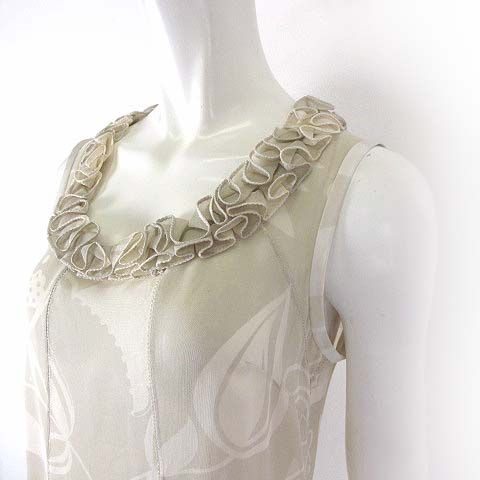 Louis Vuitton Sleeveless Silk Top Blouse Pullover Top Frill Botanical Pattern