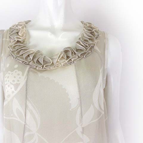 Louis Vuitton Sleeveless Silk Top Blouse Pullover Top Frill Botanical Pattern