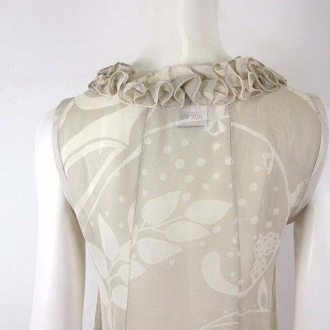 Louis Vuitton Sleeveless Silk Top Blouse Pullover Top Frill Botanical Pattern